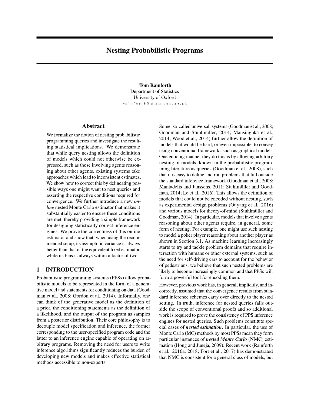 Nesting Probabilistic Programs