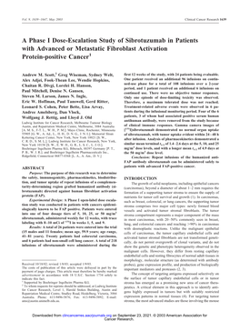 A Phase I Dose-Escalation Study of Sibrotuzumab in Patients with Advanced Or Metastatic Fibroblast Activation Protein-Positive Cancer1