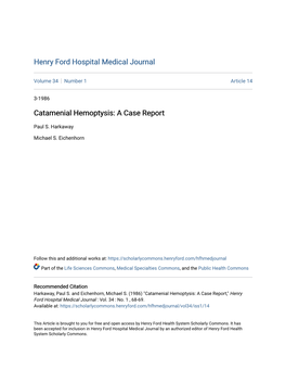 Catamenial Hemoptysis: a Case Report
