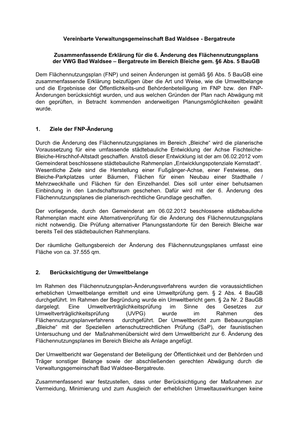 Vereinbarte Verwaltungsgemeinschaft Bad Waldsee - Bergatreute