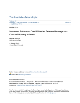 Movement Patterns of Carabid Beetles Between Heterogenous Crop and Noncrop Habitats