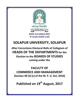 After Corrections Electoral Rolls of Collegium of HEADS of the DEPARTMENTS for the Election to the BOARDS of STUDIES Coming Under The