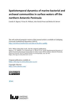 Spatiotemporal Dynamics of Marine Bacterial and Archaeal Communities in Surface Waters Off the Northern Antarctic Peninsula