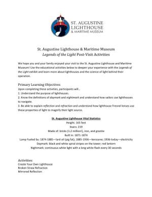 St. Augustine Lighthouse & Maritime Museum Legends of the Light Post-Visit Activities