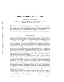 Quantum Gates and Circuits