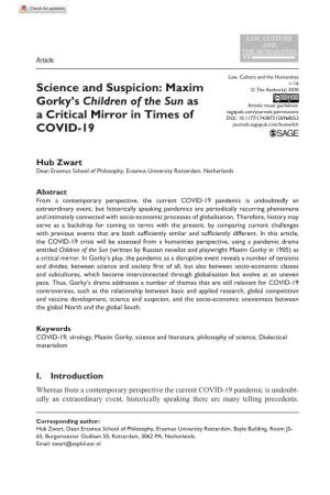 Science and Suspicion: Maxim Gorky's Children of the Sun As A