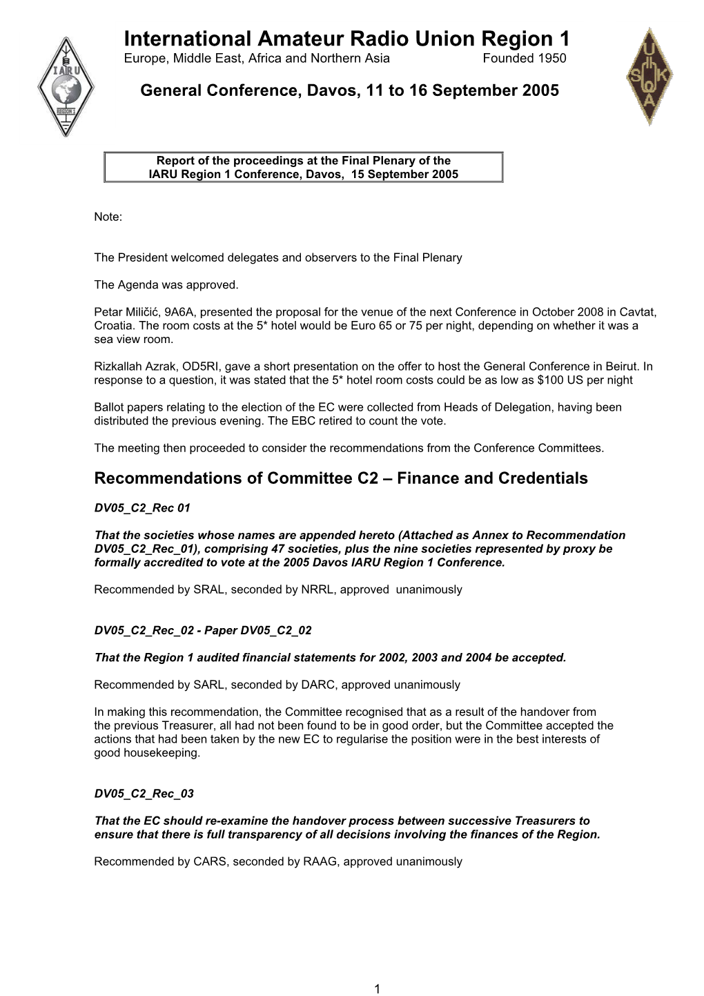 International Amateur Radio Union Region 1