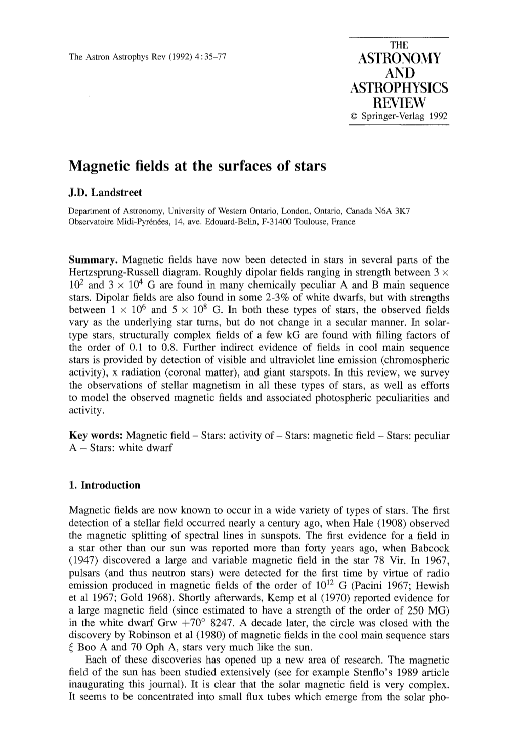 Magnetic Fields at the Surfaces of Stars