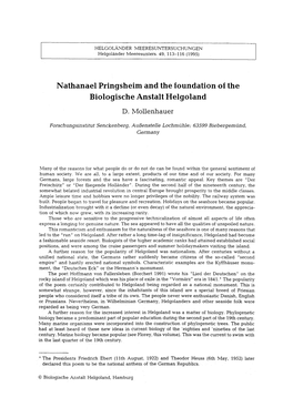 Nathanael Pringsheim and the Foundation of the Biologische