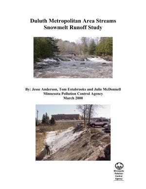 Duluth Metropolitan Area Streams Snowmelt Runoff Study