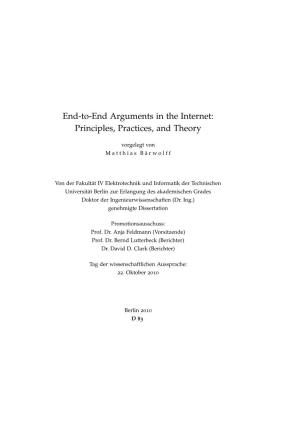 End-To-End Arguments in the Internet: Principles, Practices, and Theory