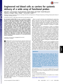 Engineered Red Blood Cells As Carriers for Systemic Delivery of a Wide Array of Functional Probes