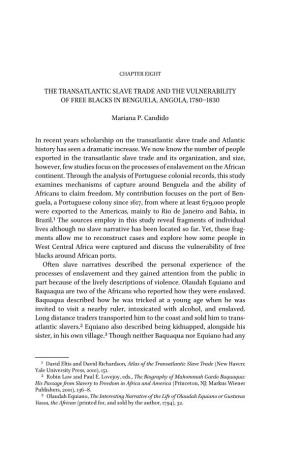 The Transatlantic Slave Trade and the Vulnerability of Free Blacks in Benguela, Angola, 1780–1830