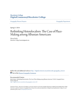 Rethinking Heterolocalism: the Case of Place-Making Among Albanian-Americans ______