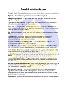 Sexual Orientation Glossary