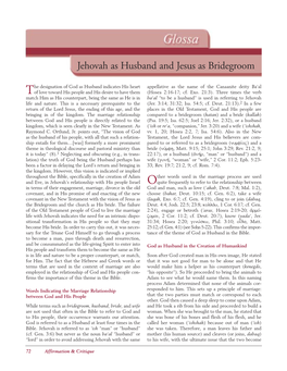 Glossa Jehovah As Husband and Jesus As Bridegroom