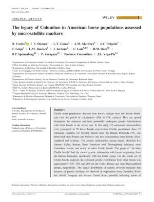 The Legacy of Columbus in American Horse Populations Assessed by Microsatellite Markers