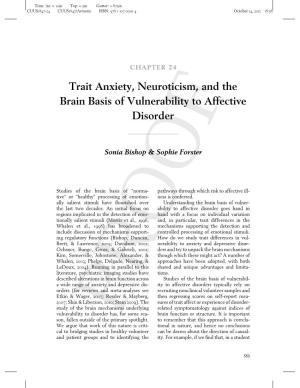 Trait Anxiety, Neuroticism, and the Brain Basis of Vulnerability to Affective Disorder
