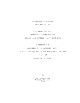 Francis E. Warren and the Search for a Grazing Policy, 1890-1929