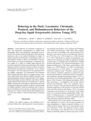 Locomotor, Chromatic, Postural, and Bioluminescent Behaviors of the Deep-Sea Squid Octopoteuthis Deletron Young 1972