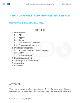A Study on Advance Java with Database Management