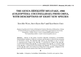 The Genus Nesolotis Miyatake, 1966 (Coleoptera: Coccinellidae) from China, with Descriptions of Eight New Species