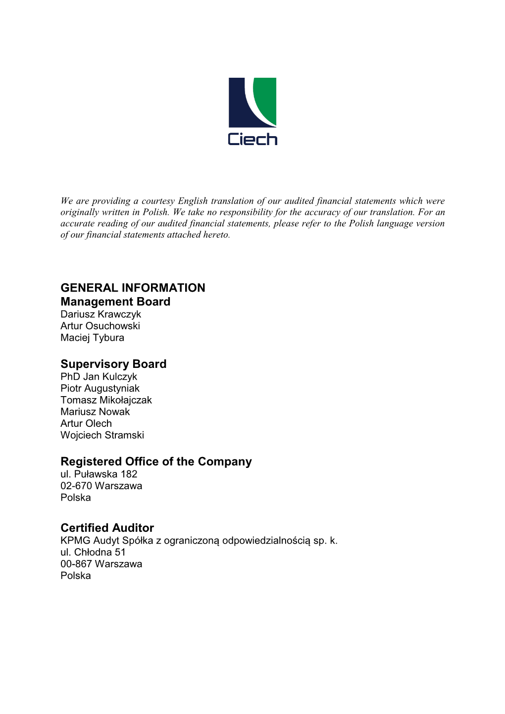 Pdf Consolidated Annual Report of Ciech Group for 2014