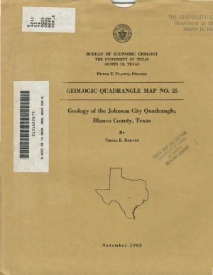 Geology of the Johnson City Quadrangle, Blanco County, Texas