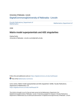 Matrix Model Superpotentials and ADE Singularities