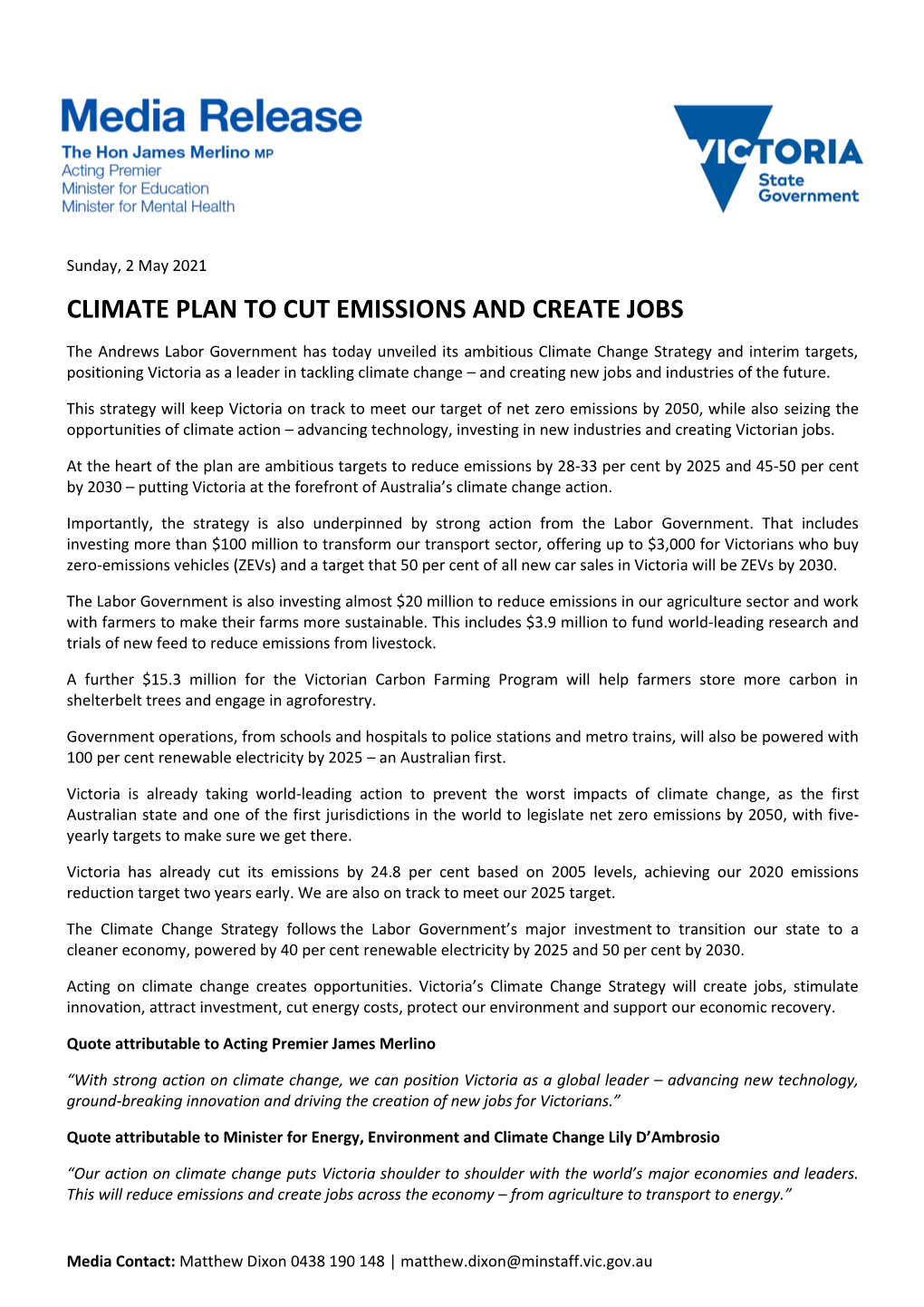 Climate Plan to Cut Emissions and Create Jobs