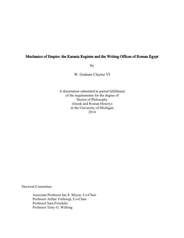 Mechanics of Empire: the Karanis Register and the Writing Offices of Roman Egypt