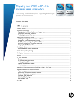 Migrating from SPARC to HP + Intel Standards-Based Infrastructure