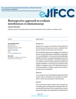 Retrospective Approach to Evaluate Interferences in Immunoassay