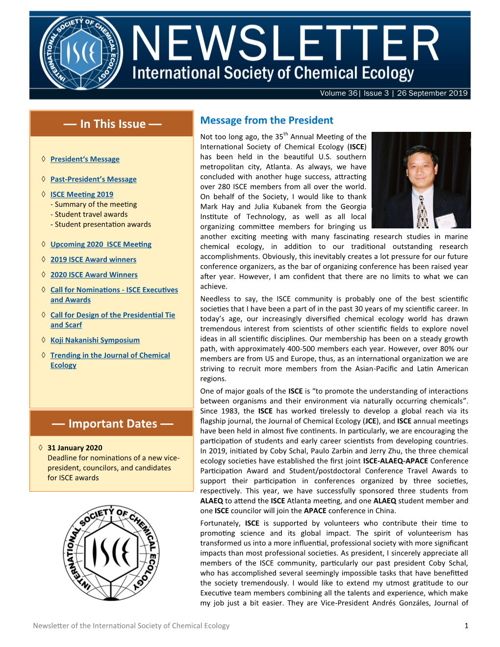 Third Issue of the 2019 ISCE Newsletter