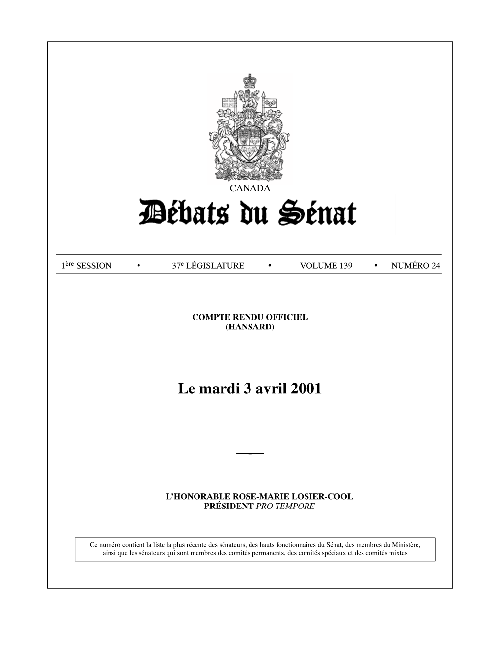 Le Mardi 3 Avril 2001