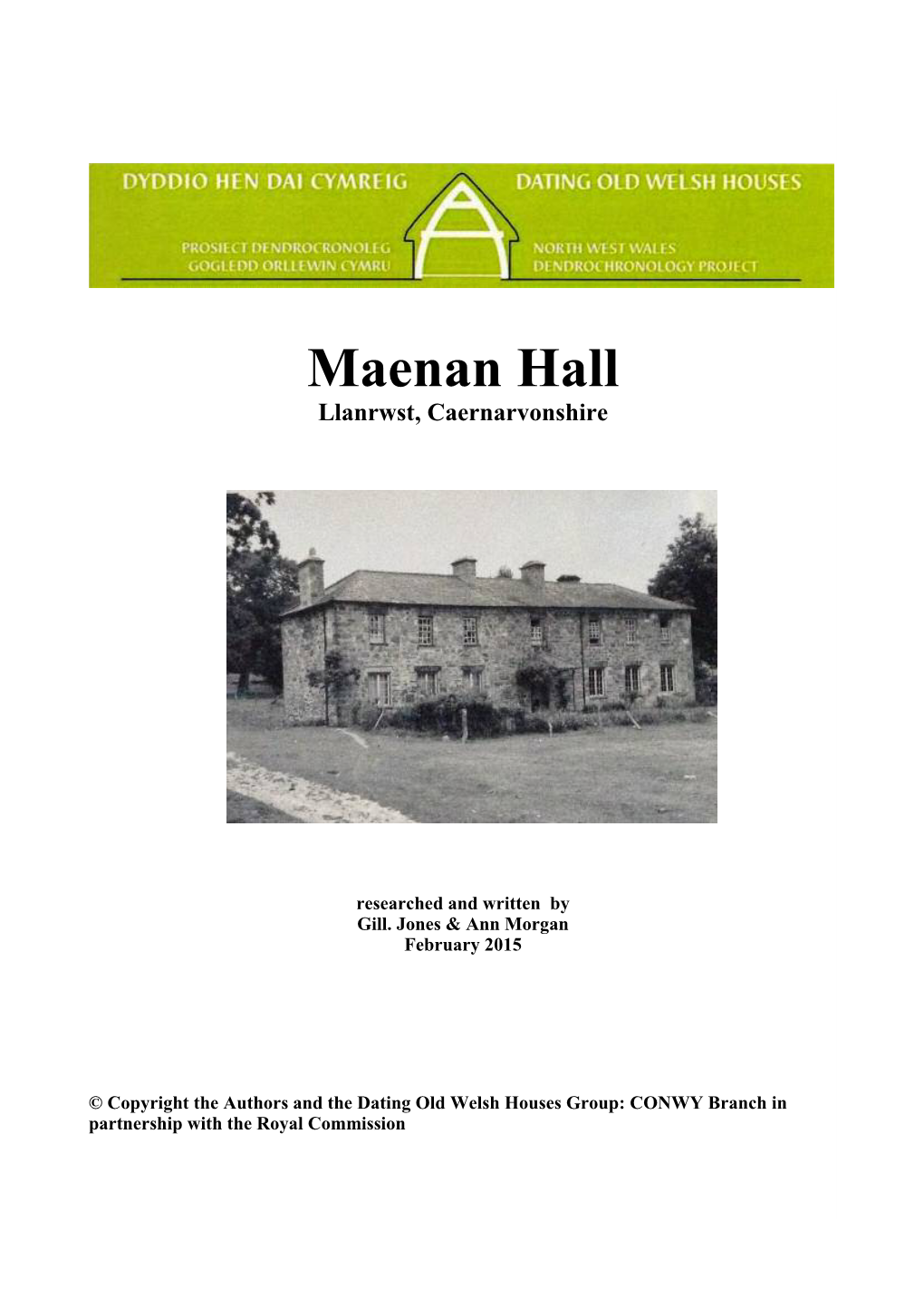 Maenan Hall Llanrwst, Caernarvonshire