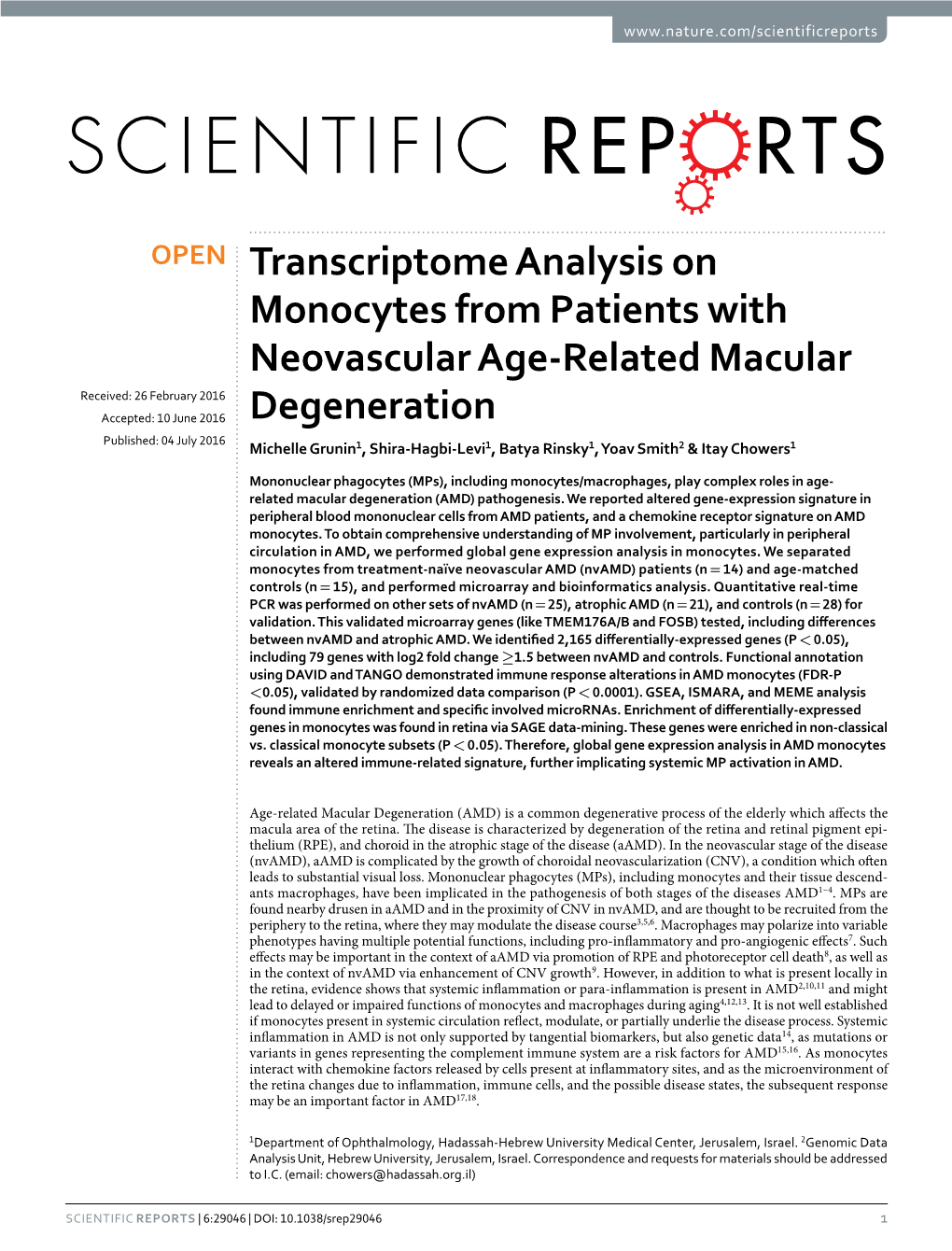 Transcriptome Analysis on Monocytes from Patients With