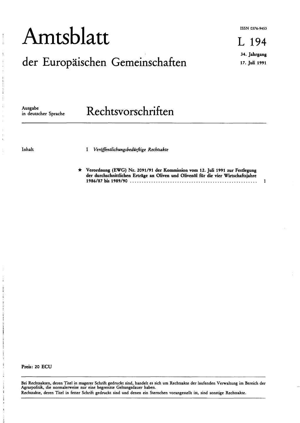 Page 1 ISSN 0376-9453 Amtsblatt L 194 Der Europäischen