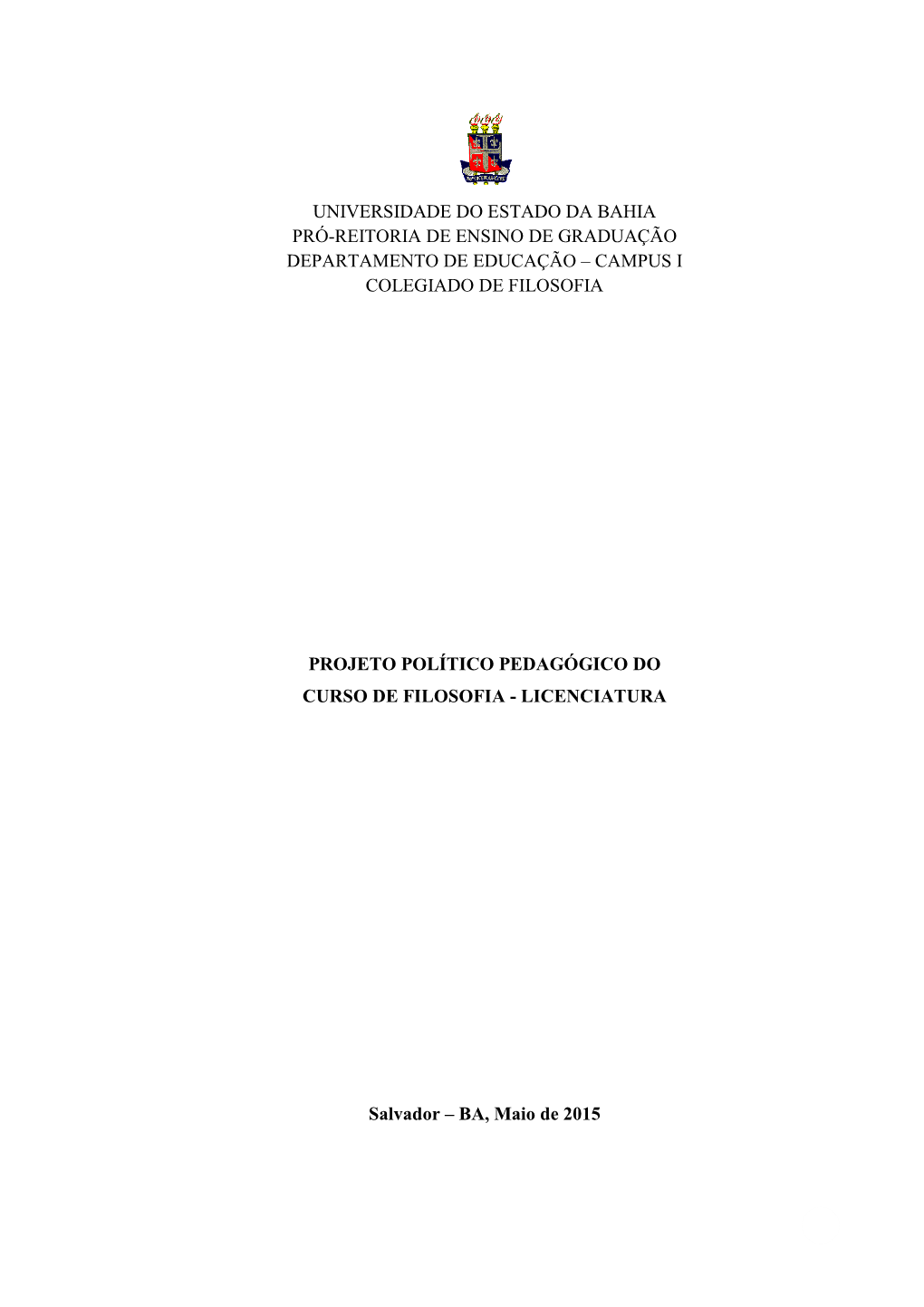 Projeto Pedagógico Do Curso De Licenciatura Em Filosofia