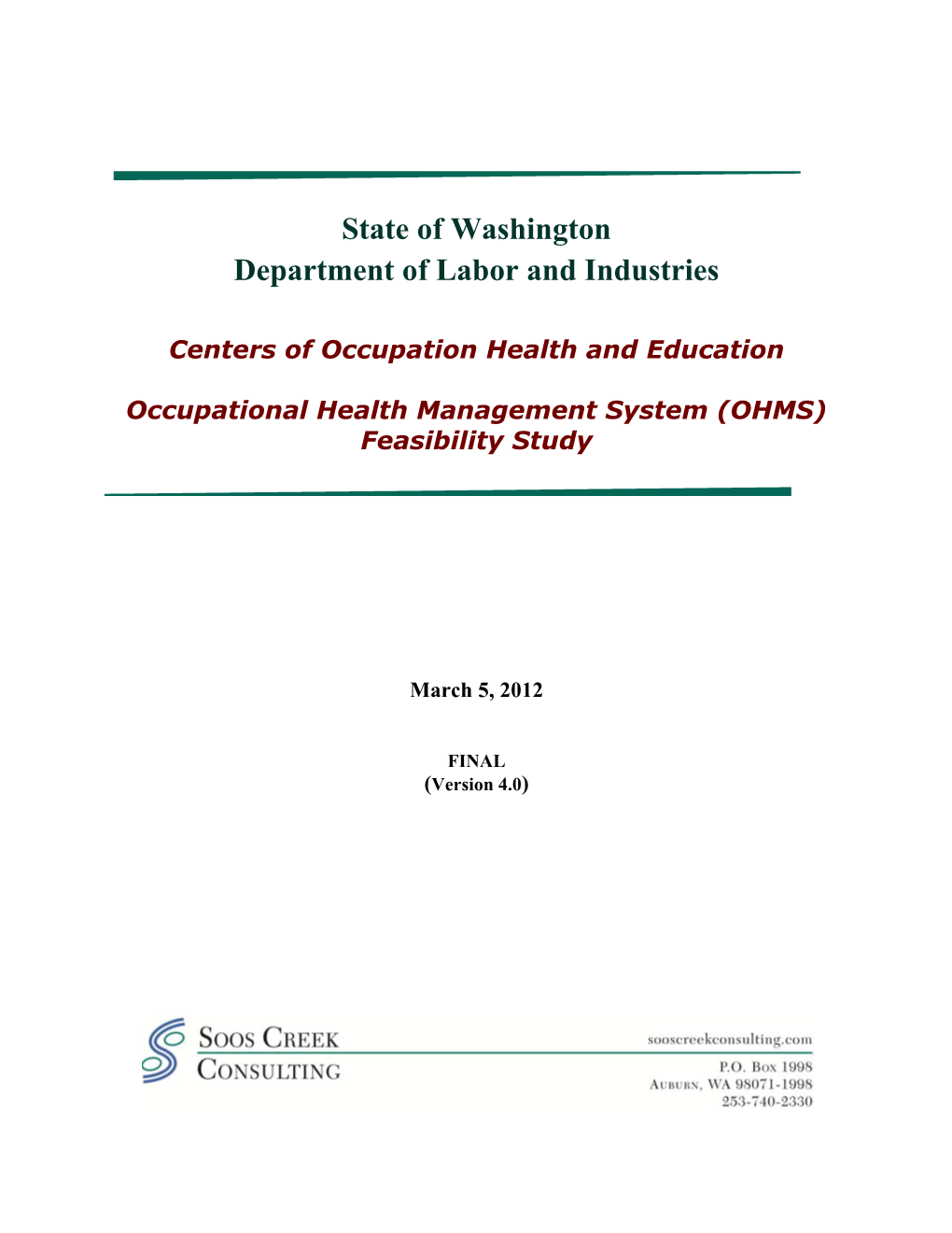 State of Washington Department of Labor and Industries