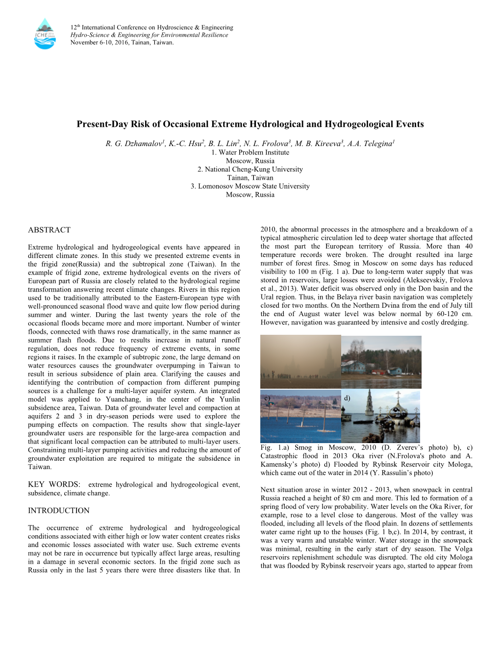 Present-Day Risk of Occasional Extreme Hydrological and Hydrogeological Events