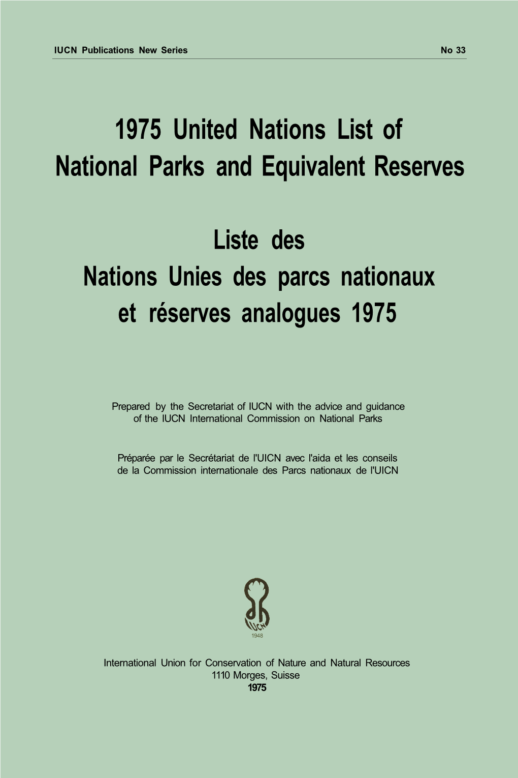 1975 United Nations List of National Parks and Equivalent Reserves
