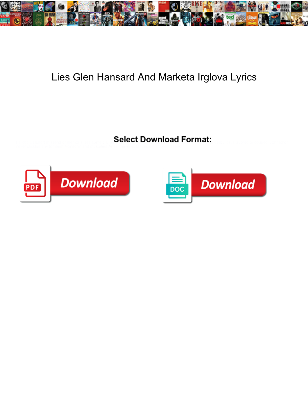 Lies Glen Hansard and Marketa Irglova Lyrics