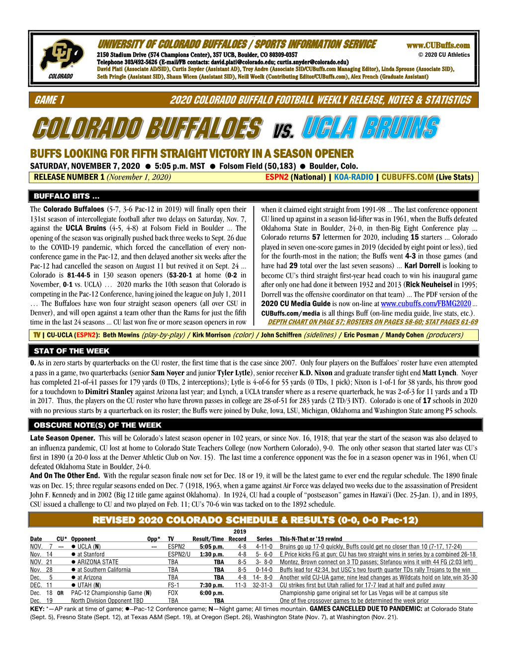 CU Football Notes