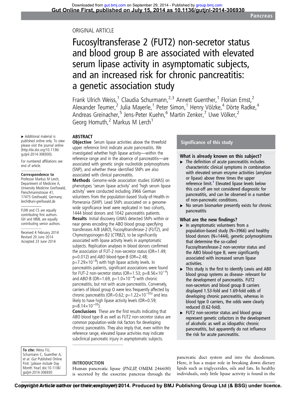 (FUT2) Non-Secretor Status and Blood Group B Are Associated With