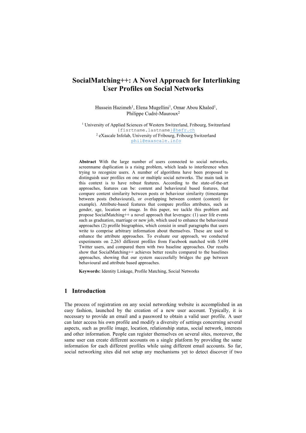 A Novel Approach for Interlinking User Profiles on Social Networks