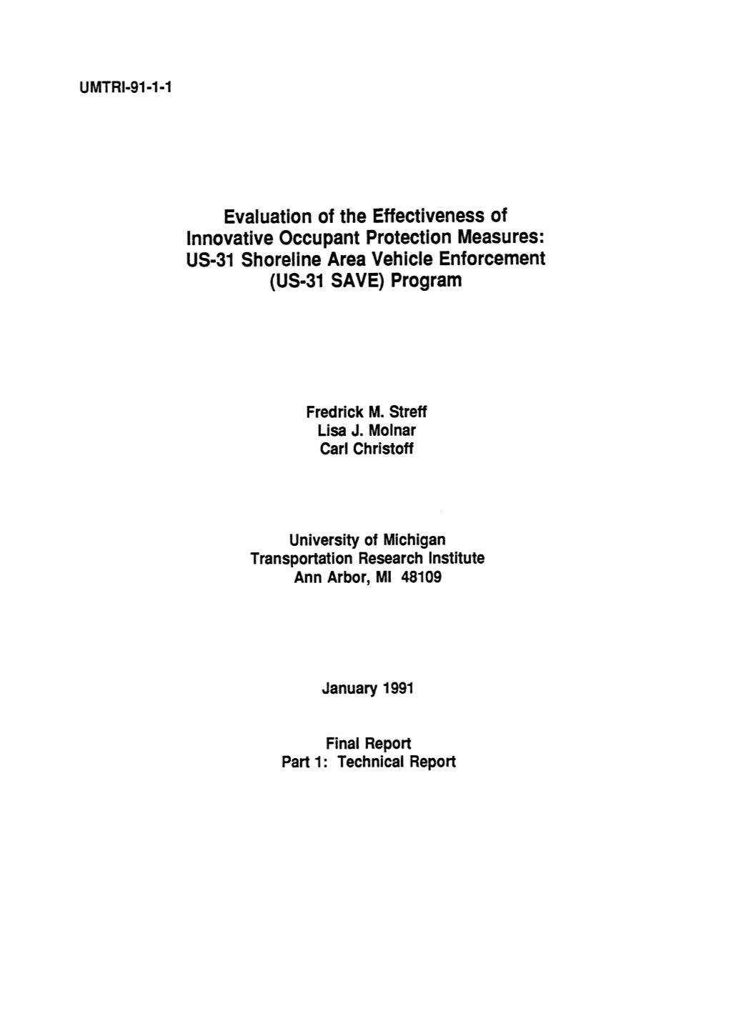 US-31 Shoreline Area Vehicle Enforcement (US-31 SAVE) Program