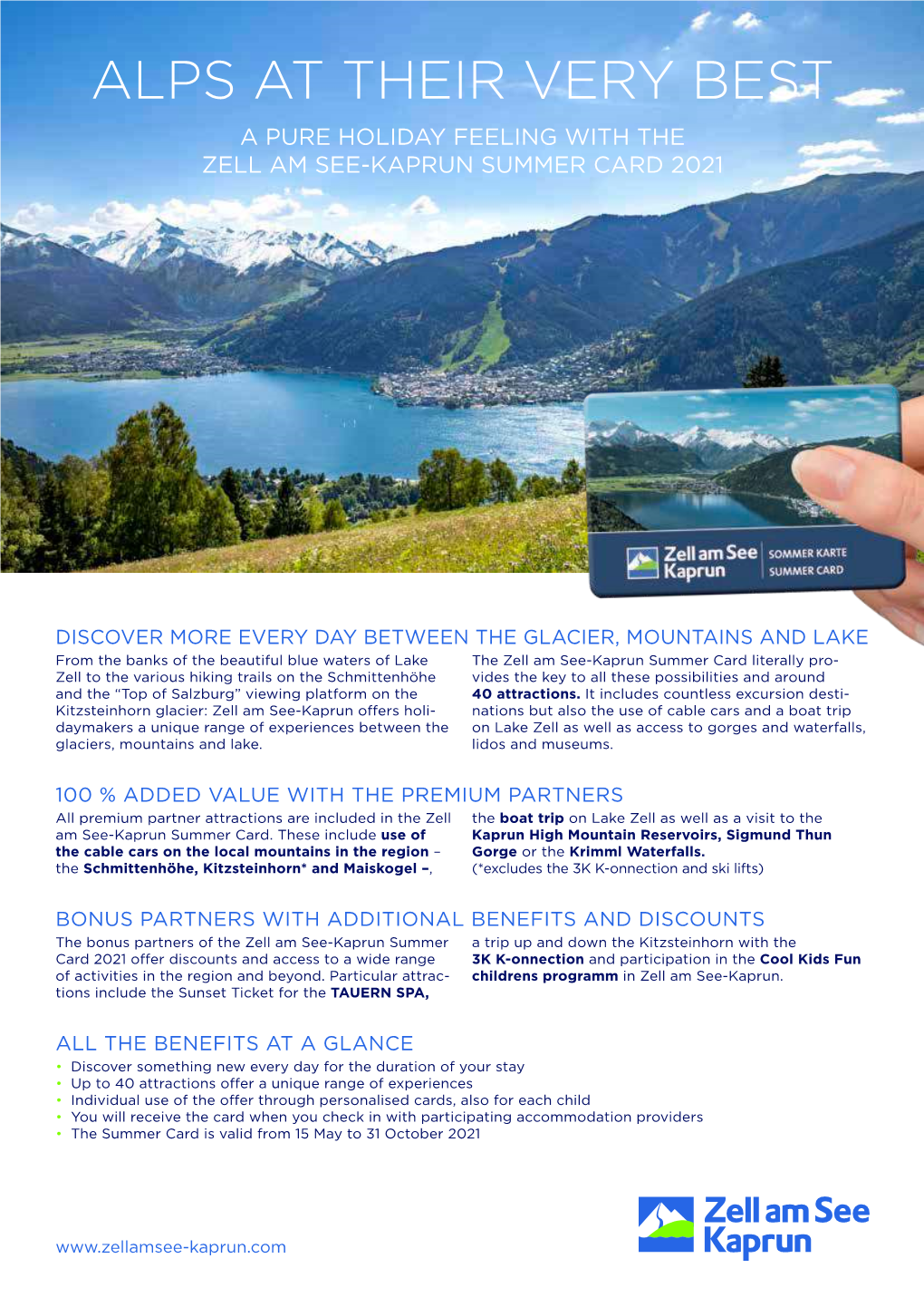 Alps at Their Very Best a Pure Holiday Feeling with the Zell Am See-Kaprun Summer Card 2021