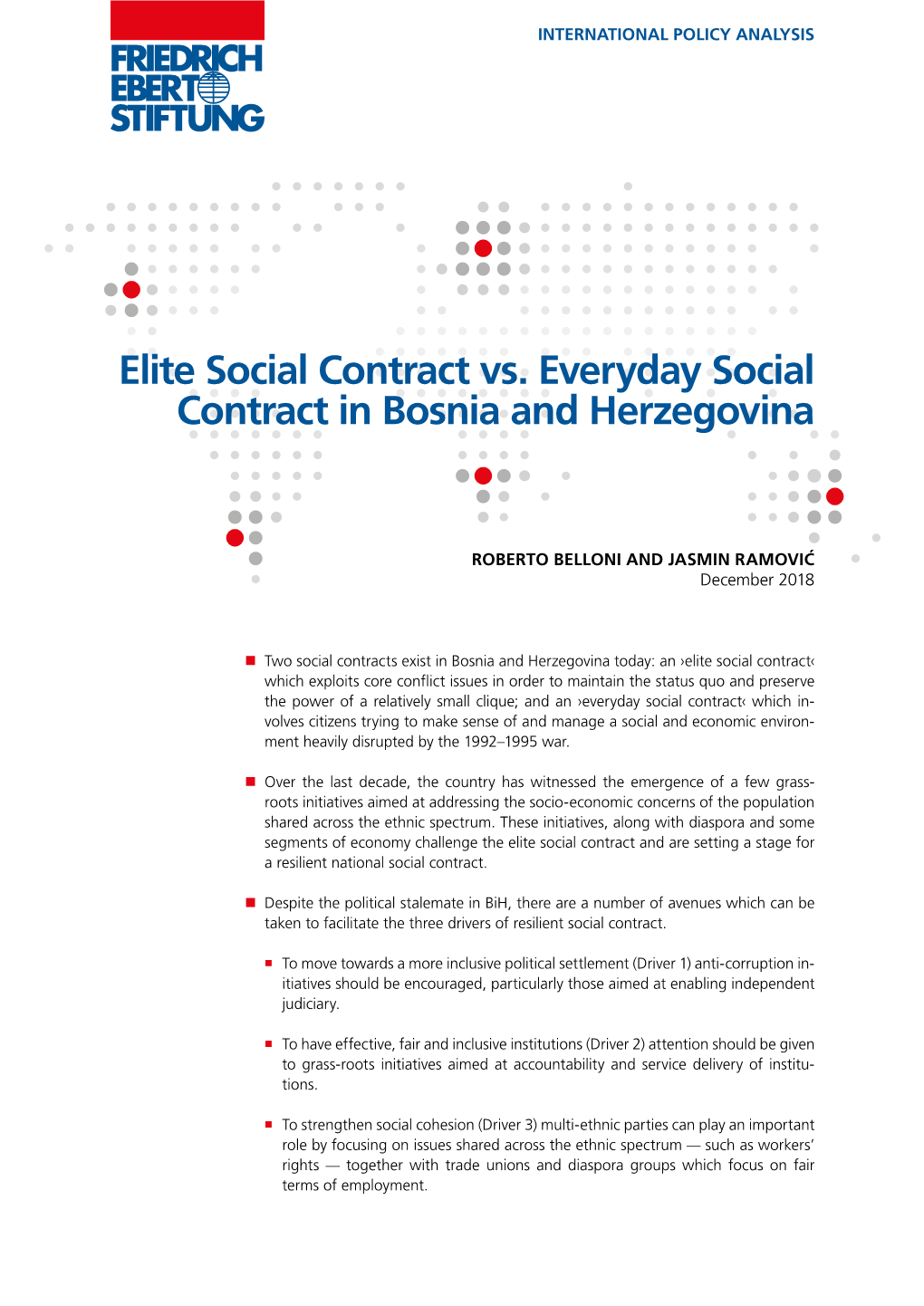 Elite Social Contract Vs. Everyday Social Contract in Bosnia and Herzegovina