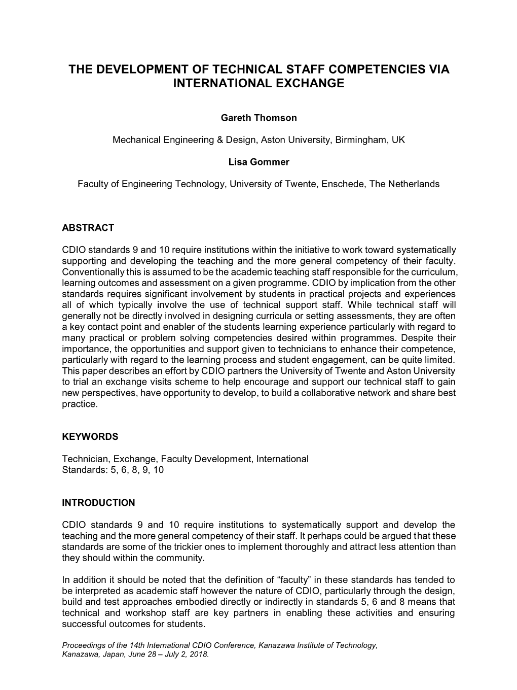 Summary Paper Title in Times Roman 16Pt